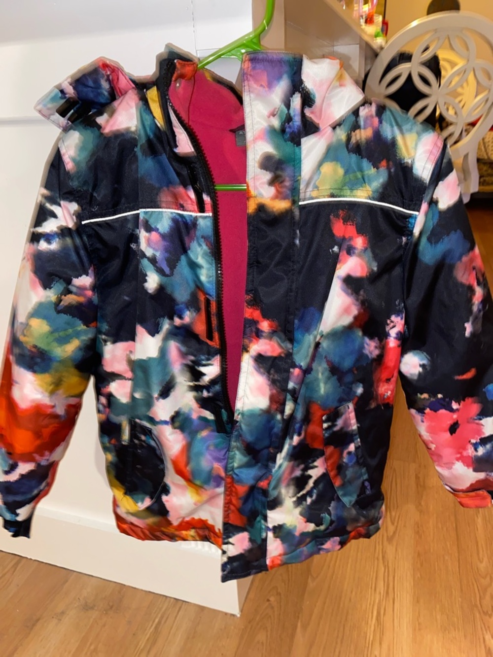Athletic Works Kids Colorful Floral-Print Puffer Jacket - Black/Multi
